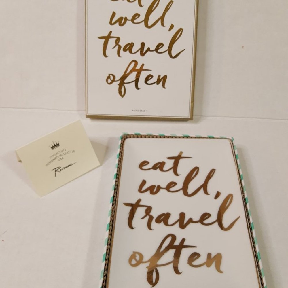 Rosanna Eat Well, Travel Often Porcelain Tray  NEW